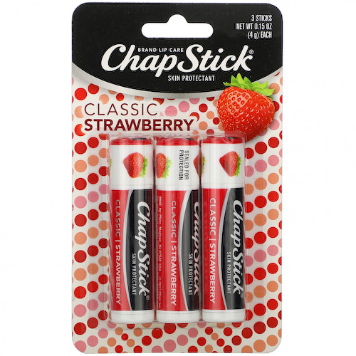 Chapstick, Защитный бальзам для губ, «Классическая клубника», 3 тюбика по 4 г #1