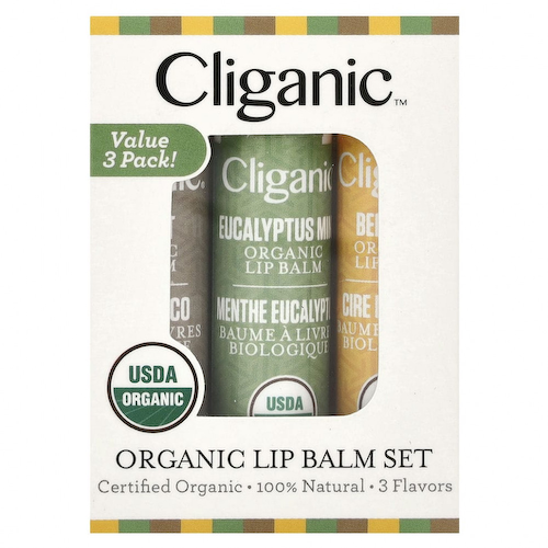 Cliganic, Набор органических бальзамов для губ, 3 упаковки, по 4,25 мл (0,15 жидк. Унции) #1