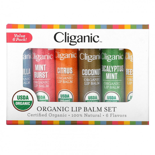 Cliganic, Набор органических бальзамов для губ, 6 упаковок, по 4,25 мл (0,15 жидк. Унции) #1