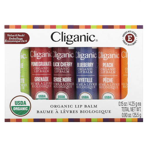 Cliganic, Набор органических бальзамов для губ, 6 упаковок, 4,25 г (0,15 унции) #1