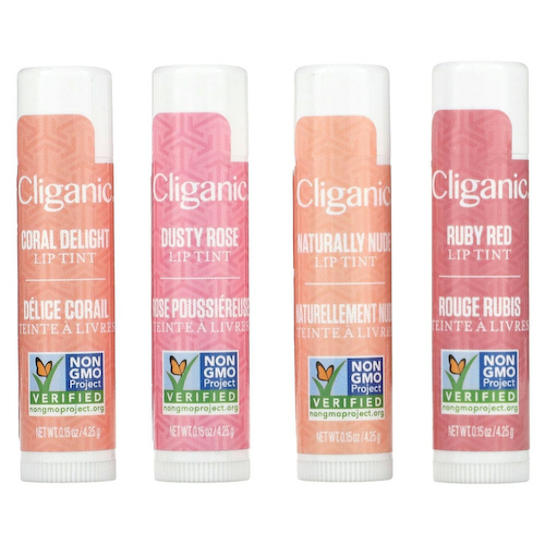 Cliganic, Тонирующий бальзам для губ, оттенок цвета, 4 шт. В упаковке, по 4,25 г (0,15 унции) #1