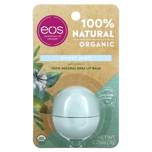 EOS, на 100% органический натуральный бальзам для губ с маслом ши, мята, 7 г (0,25 унции) #1