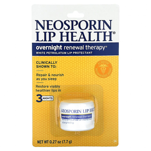 Neosporin, Обновляющая ночная терапия, бальзам для губ из белого вазелина, 0,27 унции (7,7 г) #1
