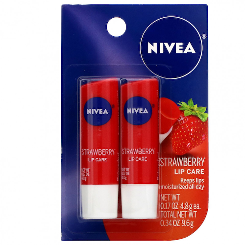Nivea, Lip Care, Клубника, 2 упаковки по 0,17 унции (4,8 г) каждая #1