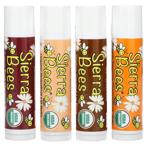 Sierra Bees, набор органических бальзамов для губ, 4 штуки, вес: 4,25 г (0,15 унции) каждый #1