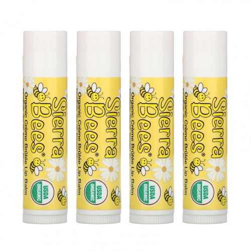 Sierra Bees, Органические бальзамы для губ, крем-брюле, 4 штуки в упаковке весом 0,15 унции (4,25 г) каждая #1