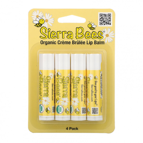 Sierra Bees, Органические бальзамы для губ, крем-брюле, 4 штуки в упаковке весом 0,15 унции (4,25 г) каждая #1