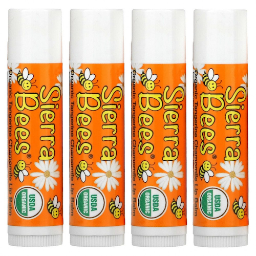 Sierra Bees, Органические бальзамы для губ, мандарин и ромашка, 4 шт. в упаковке, 0,15 унции (4,25 г) каждый #1