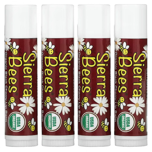 Sierra Bees, Органические бальзамы для губ, с запахом черешни, 4 в упаковке, 4,25 г (15 унций) каждый #1