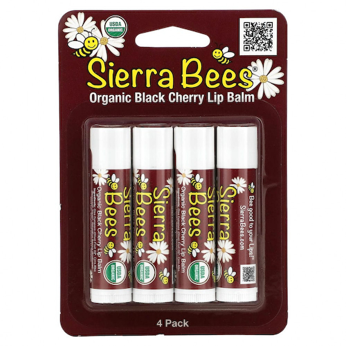 Sierra Bees, Органические бальзамы для губ, с запахом черешни, 4 в упаковке, 4,25 г (15 унций) каждый #1