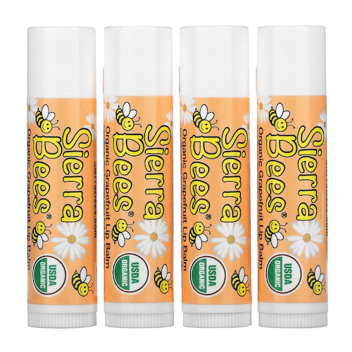 Sierra Bees, Органические бальзамы для губ, грейпфрут, 4 в упаковке, 4,25 г каждый #1