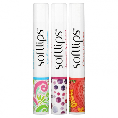 Softlips, Средство для губ, вишня, малина, ваниль, 3 шт. В упаковке, 2 г (0,07 унции) #1