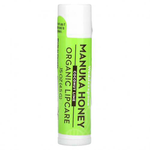 Wedderspoon, Organic Lipcare, мед манука, кокос и лайм, 4,5 г (0,15 унции) #1