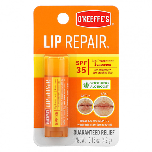 O'Keeffe's, Lip Repair, успокаивающий алоэбуст, SPF 35, 4,2 г (0,15 унции) #1