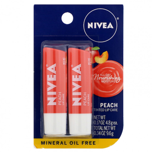 Nivea, Тонированное средство для губ, персик, 2 упаковки по 0,17 унции (4,8 г) каждая #1