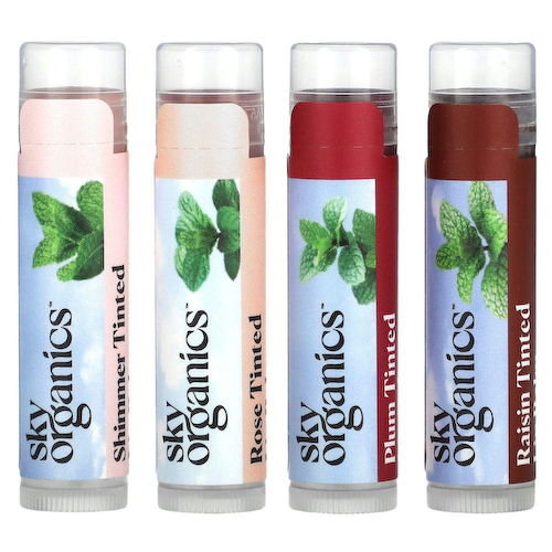 Sky Organics, Тонированные бальзамы для губ, набор из 4 упаковок, 4,25 г (0,15 унции) #1