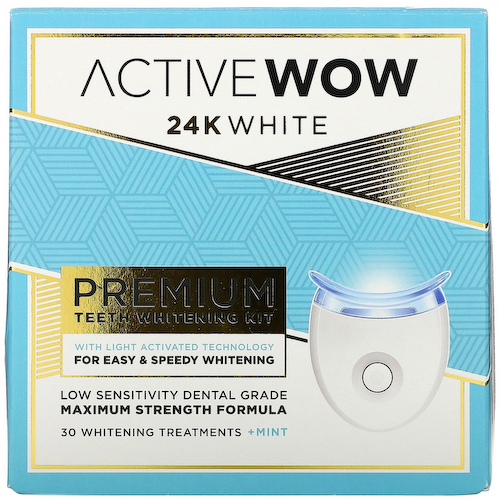 Active Wow, 24K White, набор для отбеливания зубов премиального качества, со вкусом мяты, 30 применений #1