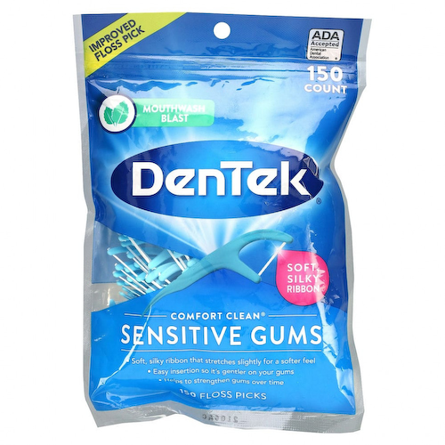 DenTek, Comfort Clean Floss, зубная нить для чувствительных десен, жидкость для полоскания рта, 150 зубной нити #1