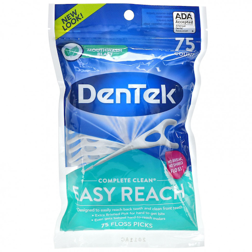 DenTek, Complete Clean, легкие зубочистки, жидкость для полоскания рта, 75 зубочисток #1