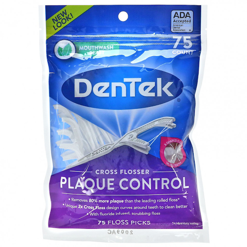 DenTek, Cross Flosser Plaque Control, жидкость для полоскания рта, 75 штук #1