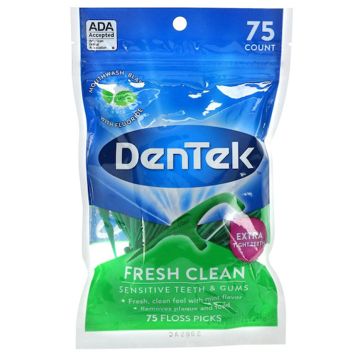 DenTek, Fresh Clean, зубочистка с зубной нитью, средство для гигиены полости рта, 75 зубочисток #1