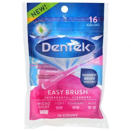 DenTek, Средство для чистки межзубных промежутков Easy Brush, Micro Tight, со вкусом свежей мяты, 16 шт. #1