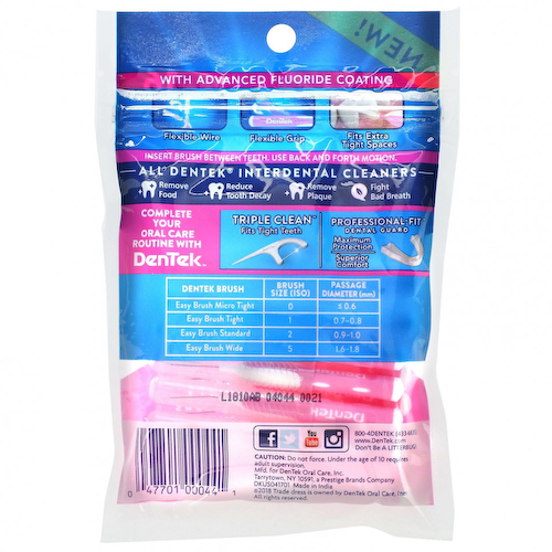 DenTek, Средство для чистки межзубных промежутков Easy Brush, Micro Tight, со вкусом свежей мяты, 16 шт. #1