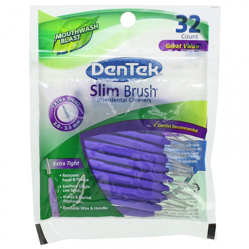 DenTek, Средство для чистки межзубных промежутков Slim Brush, очень плотное средство для полоскания рта, 32 штуки #1
