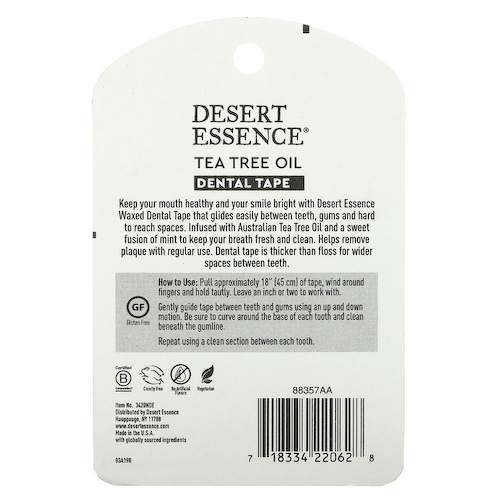 Desert Essence, Зубная лента с маслом чайного дерева, покрытая воском, 30 ярдов (27,4 м) #1