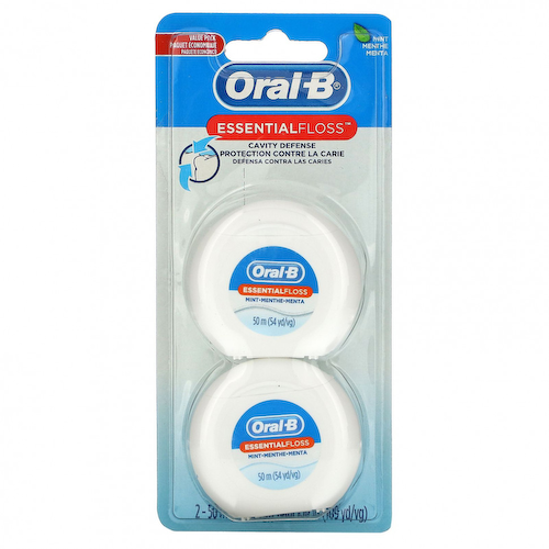 Oral-B, Essential Floss, экономичная упаковка, мята, 2 упаковки по 50 м (54,6 ярда) #1