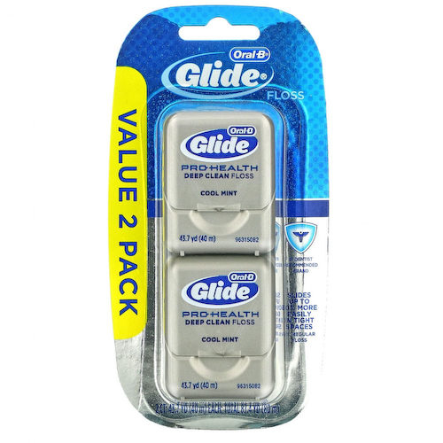 Oral-B, Glide, Pro-Health, зубная нить для глубокой очистки, прохладная мята, 2 упаковки, 43,7 ярда (40 м) каждый #1