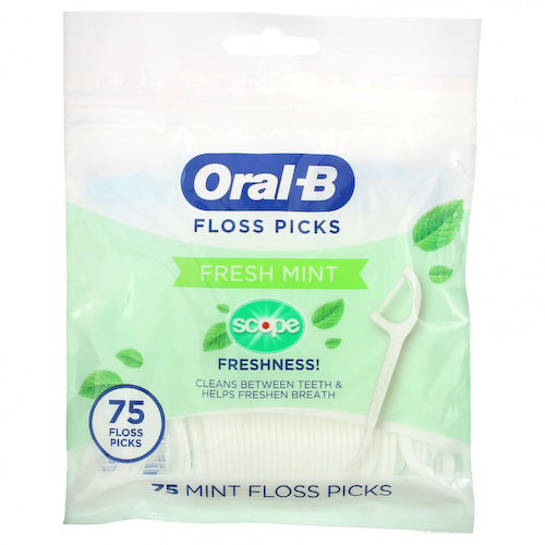 Oral-B, Scope Floss Picks, свежая мята, 75 зубочисток #1