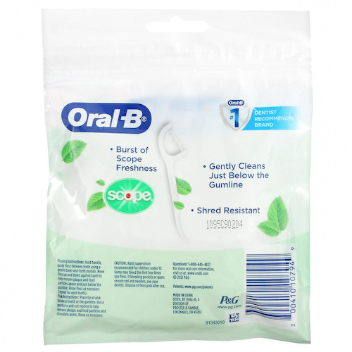 Oral-B, Scope Floss Picks, свежая мята, 75 зубочисток #1
