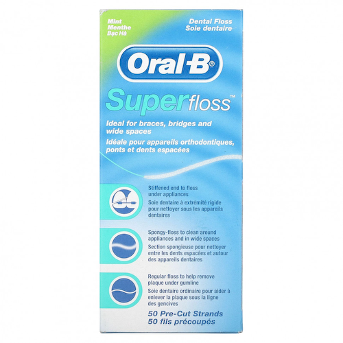 Oral-B, Super Floss, мята, 50 предварительно нарезанных нитей #1