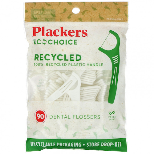 Plackers, EcoChoice, зубные нити, свежая мята, 90 штук #1