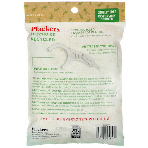 Plackers, EcoChoice, зубные нити, свежая мята, 90 штук #1
