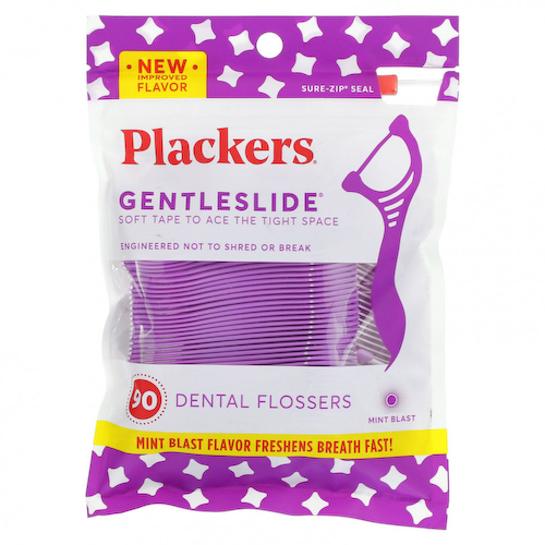 Plackers, Gentleslide, зубочистки с нитью, мята, 90 шт. #1
