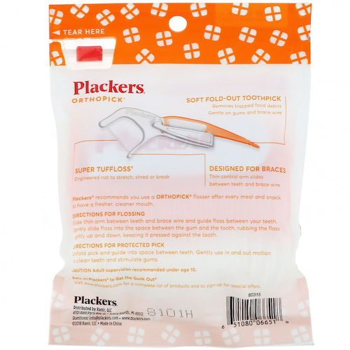 Plackers, Orthopick, зубочистки с нитью, 36 шт. #1