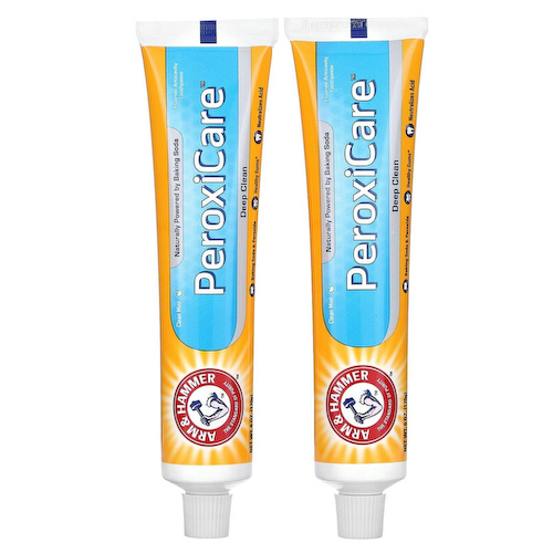 Arm & Hammer, PeroxiCare, Deep Clean, зубная паста против кариеса с фтором, чистая мята, двойная упаковка, 170 г (6,0 унций) каждая #1