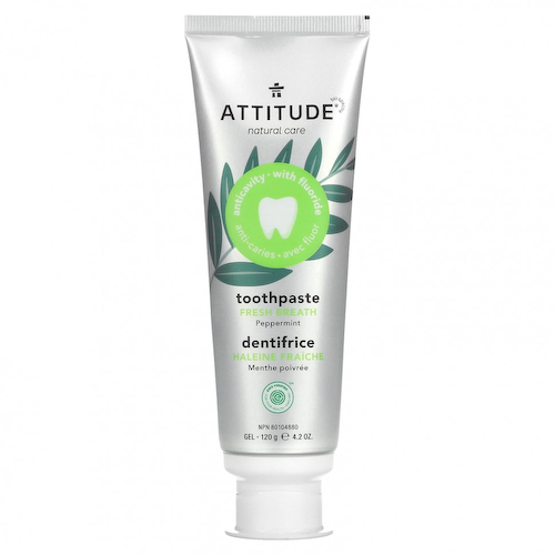 ATTITUDE, Зубная паста, против кариеса с фтором, свежее дыхание, перечная мята, 120 г (4,2 унции) #1
