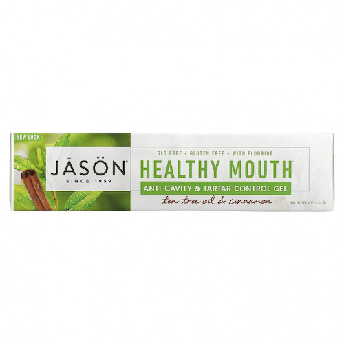 Jason Natural, Healthy Mouth, гель для защиты от кариеса и предупреждения появления зубного камня, масло чайного дерева и корица, 170 г (6 унций) #1