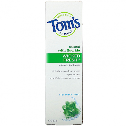 Tom's of Maine, Натуральная защита от кариеса, свежесть! с зубной пастой с фтором, охлаждающая перечная мята, 133 г (4,7 унции) #1