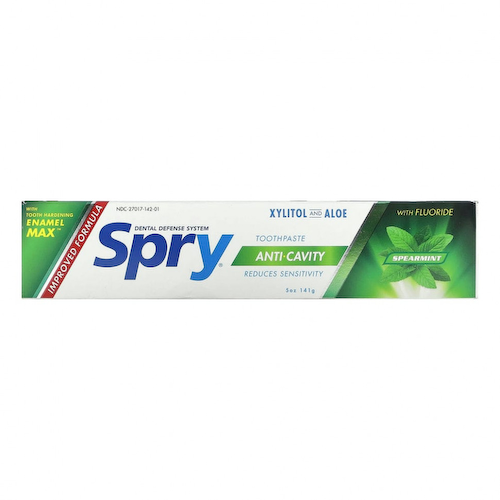 Xlear, Зубная паста Spry, против кариеса, со фтором и мятой, 5 унций (141 г) #1