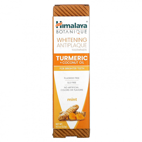 Himalaya, Отбеливающая зубная паста против зубного налета, куркума + кокосовое масло, мята, 4,0 унции (113 г) #1