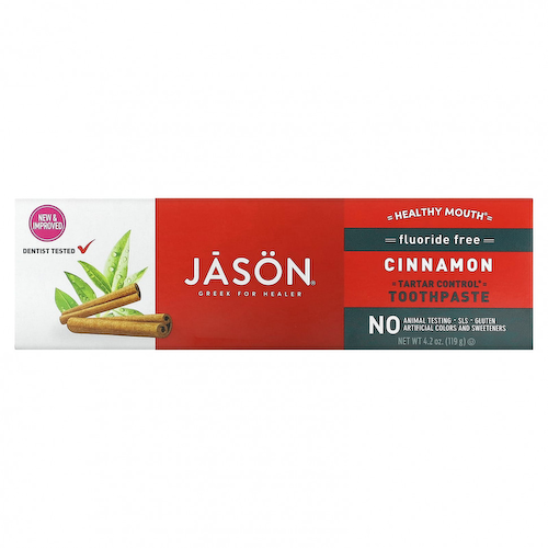 Jason Natural, Healthy Mouth, зубная паста, предупреждающая появление зубного камня, без фторида, с корицей, 119 г (4,2 унции) #1