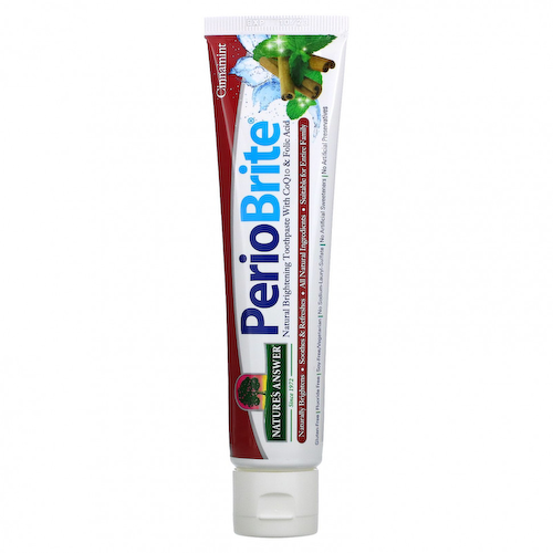 Nature's Answer, PerioBrite, натуральная осветляющая зубная паста с коэнзимом Q10 и фолиевой кислотой, корица и мята, 113,4 г (4 унции) #1