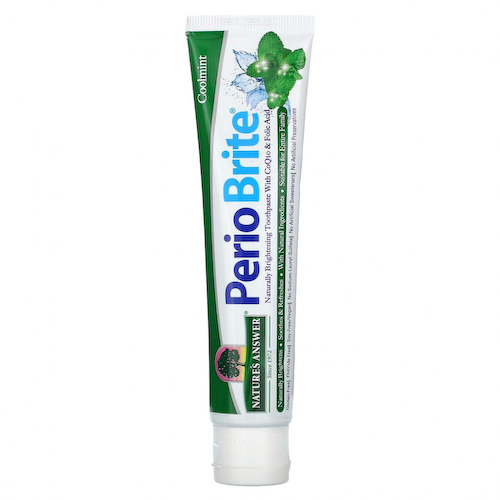 Nature's Answer, PerioBrite, натуральная осветляющая зубная паста с коэнзимом Q10 и фолиевой кислотой, холодящая мята, 113,4 г (4 унции) #1