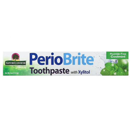 Nature's Answer, PerioBrite, натуральная осветляющая зубная паста с коэнзимом Q10 и фолиевой кислотой, холодящая мята, 113,4 г (4 унции) #1