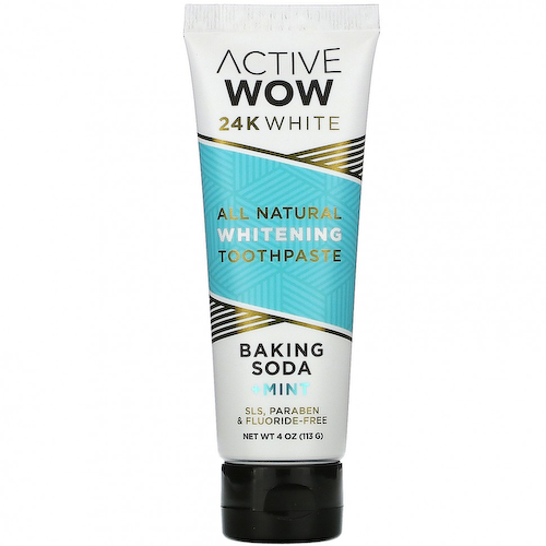 Active Wow, 24K White, полностью натуральная отбеливающая зубная паста, пищевая сода и мята, 113 г (4 унции) #1