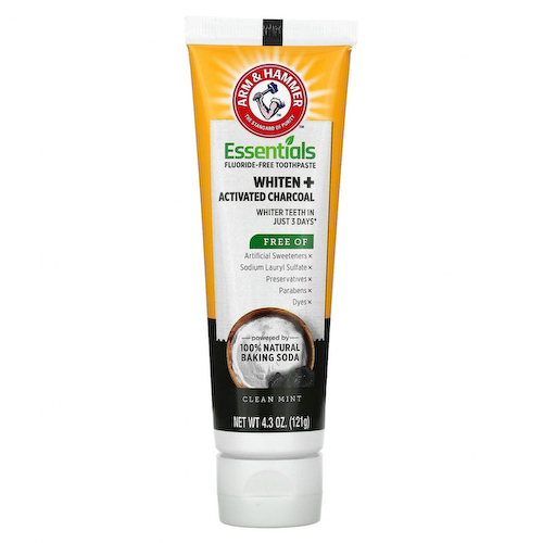 Arm & Hammer, Whiten + Activated Charcoal, зубная паста без фтора, чистая мята, 121 г (4,3 унции) #1